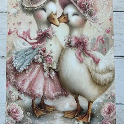 Carte postale couples d’oies 